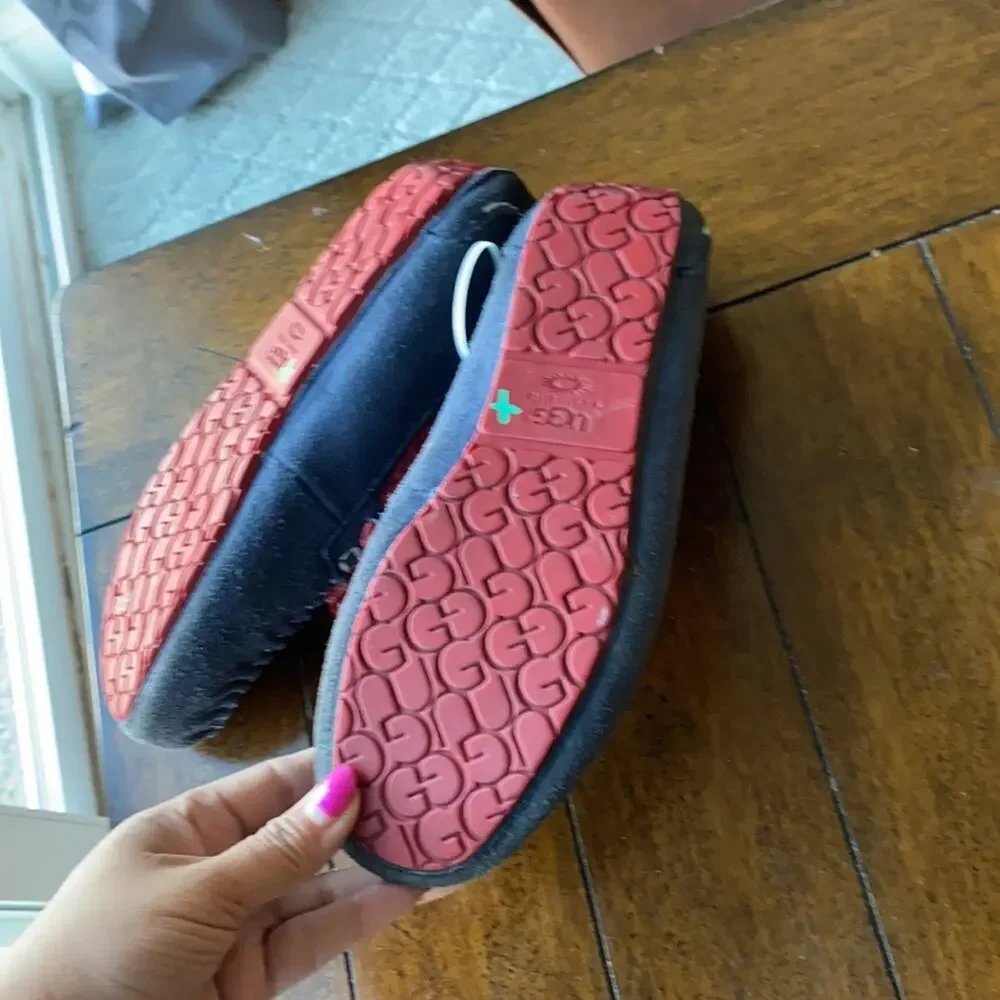 Ugg Indigo & Red Bandana Ryder Suede Moccasin slipper size 5 cozy warm coquette